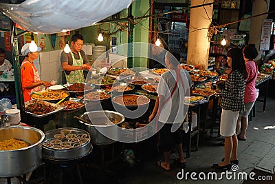 Outdoors eatery in Bangkok, Thailand Editorial Stock Photo