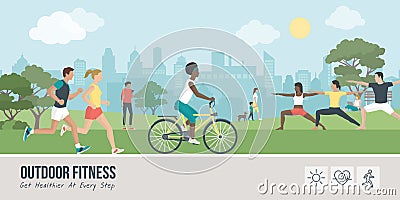 Outdoors fitness and sports Vector Illustration