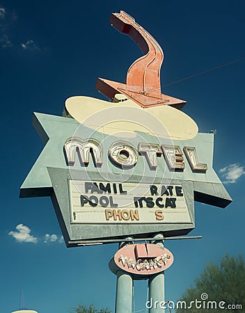 Oute 66 style south west USA road motel road sign Stock Photo