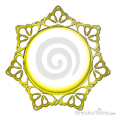 Outer decorated golden baroque vector circle frame Vector Illustration