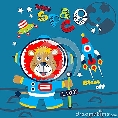 Outer space funny animal cartoon,vector illustration Vector Illustration