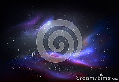 Outer space and galaxy, cosmos panorama Vector Illustration
