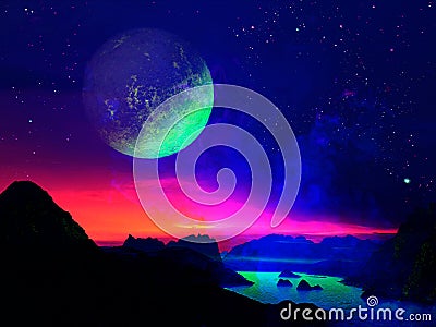 Moon River Exoplanet Stock Photo