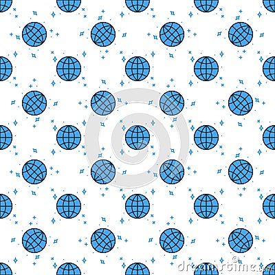 Outerspace with Globe vector colored seamless pattern Stock Photo