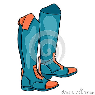 Outfit rider clothes for jockey boots illustration in cartoon style Vector Illustration
