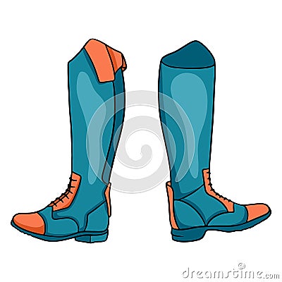 Outfit rider clothes for jockey boots illustration in cartoon style Vector Illustration