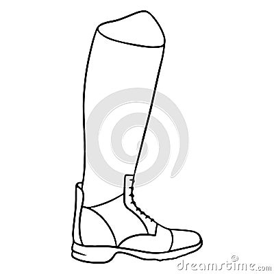 Outfit rider clothes for jockey boots illustration in line style coloring book Vector Illustration