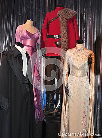 Outfits of Harry Potter, Hermione Granger, Victor Krum and Cho Chang for the Yule ball at Hogwarts Editorial Stock Photo