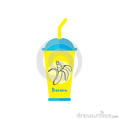 Outgoing bottle with hand drawn banana Vector Illustration