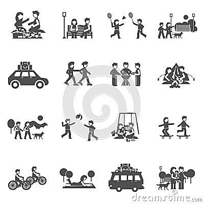 Outing Icons Set Vector Illustration