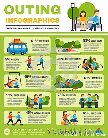 Outing Infographics Set Vector Illustration