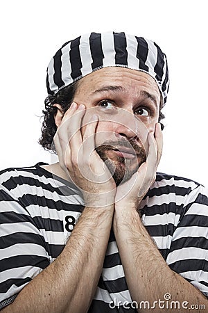 Outlaw, Desperate, portrait of a man prisoner Stock Photo