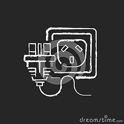 Outlet for cable chalk white icon on black background Vector Illustration