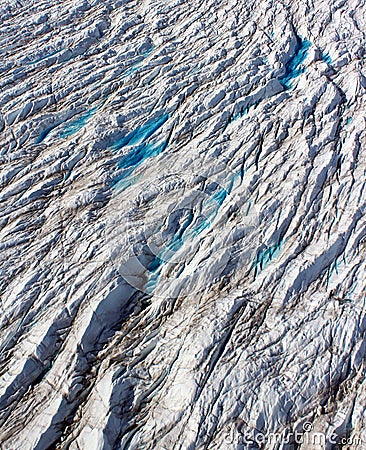 Outlet glacier, crevasses, North West Greenland Stock Photo