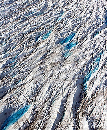 Outlet glacier, crevasses, North West Greenland Stock Photo