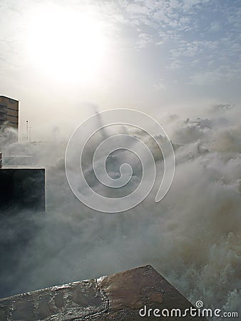 The outlet of the Merowe hydroelectric power station Stock Photo