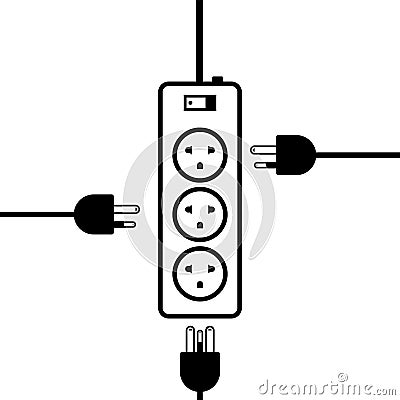 Outlet multiple socket electric power plugs Vector Illustration