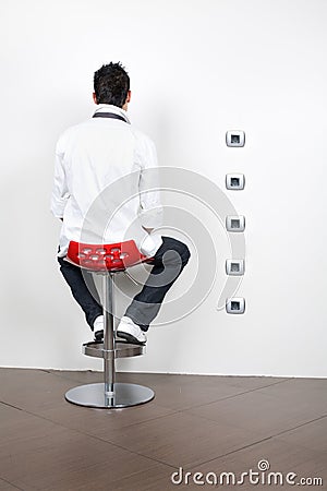 Outlets and man back Stock Photo