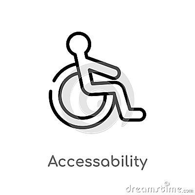 outline accessability vector icon. isolated black simple line element illustration from interface concept. editable vector stroke Vector Illustration