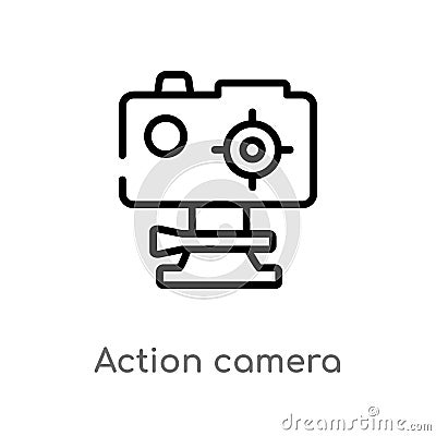 outline action camera vector icon. isolated black simple line element illustration from computer concept. editable vector stroke Vector Illustration