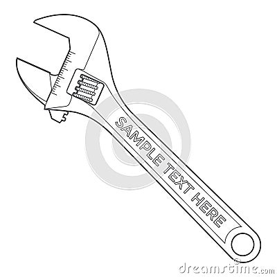Outline adjustable wrench Vector Illustration