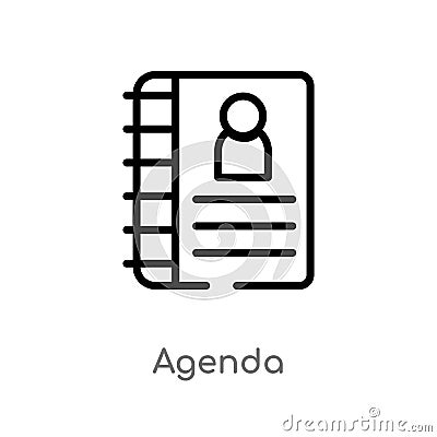 outline agenda vector icon. isolated black simple line element illustration from hotel concept. editable vector stroke agenda icon Vector Illustration