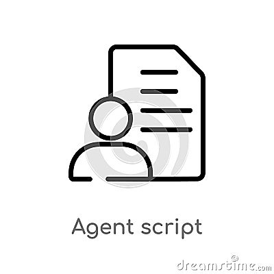 outline agent script vector icon. isolated black simple line element illustration from general-1 concept. editable vector stroke Vector Illustration