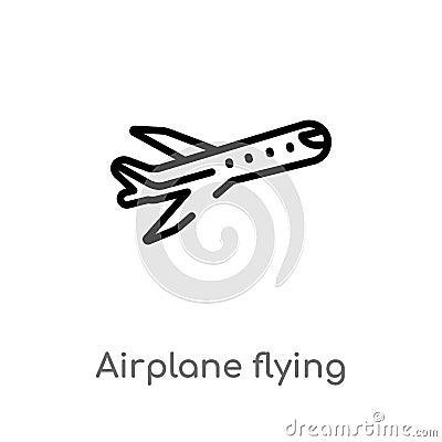 outline airplane flying vector icon. isolated black simple line element illustration from transport concept. editable vector Vector Illustration