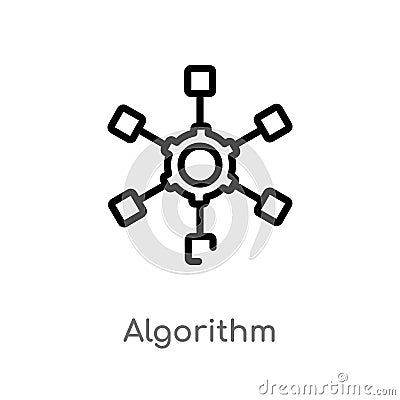 outline algorithm vector icon. isolated black simple line element illustration from artificial intelligence concept. editable Vector Illustration