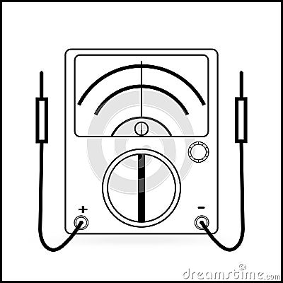 Outline Analog Multimeter Vector Illustration