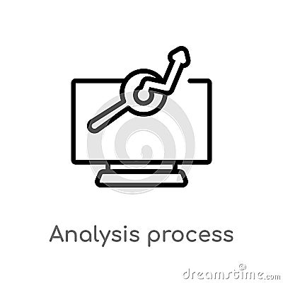 outline analysis process vector icon. isolated black simple line element illustration from technology concept. editable vector Vector Illustration