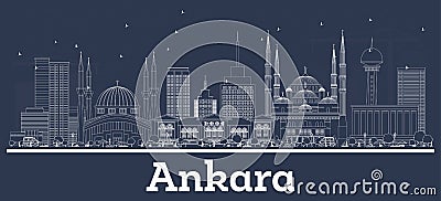 Outline Ankara Turkey City Skyline with White Buildings Stock Photo