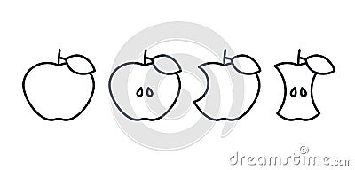 Outline apple icons. Vector illustration. Editable stroke Vector Illustration