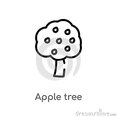 outline apple tree vector icon. isolated black simple line element illustration from season concept. editable vector stroke apple Vector Illustration