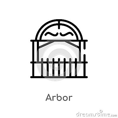 outline arbor vector icon. isolated black simple line element illustration from architecture and city concept. editable vector Vector Illustration