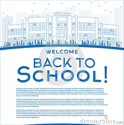 Outline Back to School Concept with copy space for text. Cartoon Illustration
