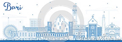 Outline Bari Italy City Skyline with Blue Buildings. Editorial Stock Photo