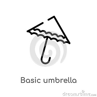 outline basic umbrella vector icon. isolated black simple line element illustration from weather concept. editable vector stroke Vector Illustration