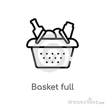 outline basket full vector icon. isolated black simple line element illustration from commerce and shopping concept. editable Vector Illustration