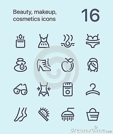 Outline Beauty, cosmetics, makeup icons for web and mobile design pack 2 Vector Illustration