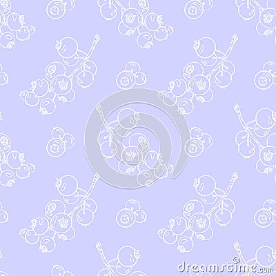 Outline berries pattern on light blue background. Illustration Stock Photo