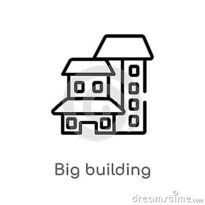 outline big building vector icon. isolated black simple line element illustration from construction concept. editable vector Vector Illustration