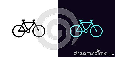 Outline bike icon with editable stroke. Linear bicycle silhouette, road cycle pictogram. Bike rent, bicycle rides Vector Illustration