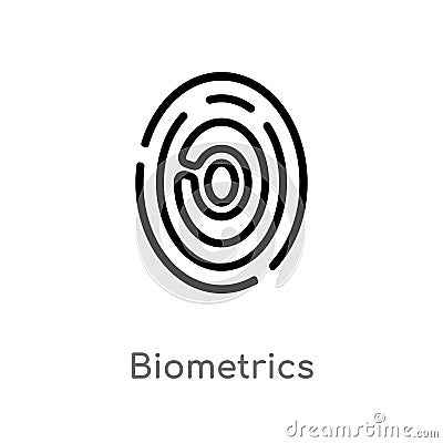 outline biometrics vector icon. isolated black simple line element illustration from artificial intellegence concept. editable Vector Illustration
