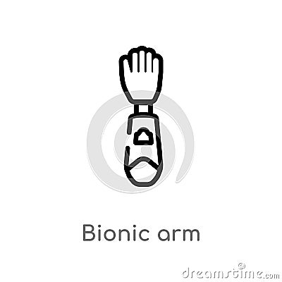 outline bionic arm vector icon. isolated black simple line element illustration from artificial intellegence concept. editable Vector Illustration