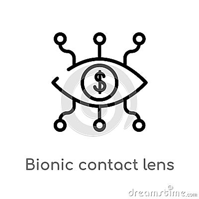 outline bionic contact lens vector icon. isolated black simple line element illustration from crowdfunding concept. editable Vector Illustration