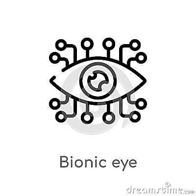 outline bionic eye vector icon. isolated black simple line element illustration from artificial intellegence concept. editable Vector Illustration