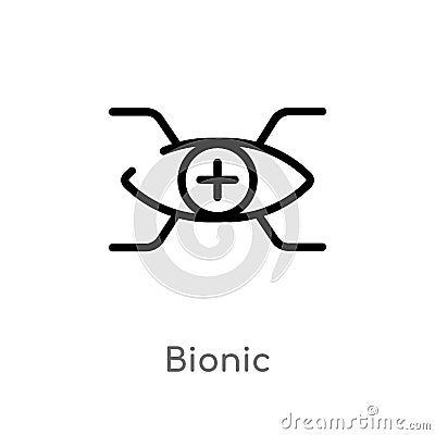 outline bionic vector icon. isolated black simple line element illustration from augmented reality concept. editable vector stroke Vector Illustration