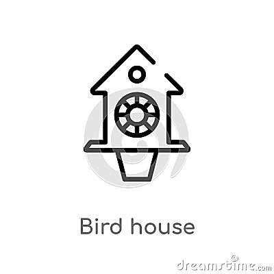 outline bird house vector icon. isolated black simple line element illustration from farming concept. editable vector stroke bird Vector Illustration