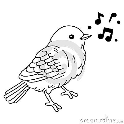 outline bird singing print Vector Illustration